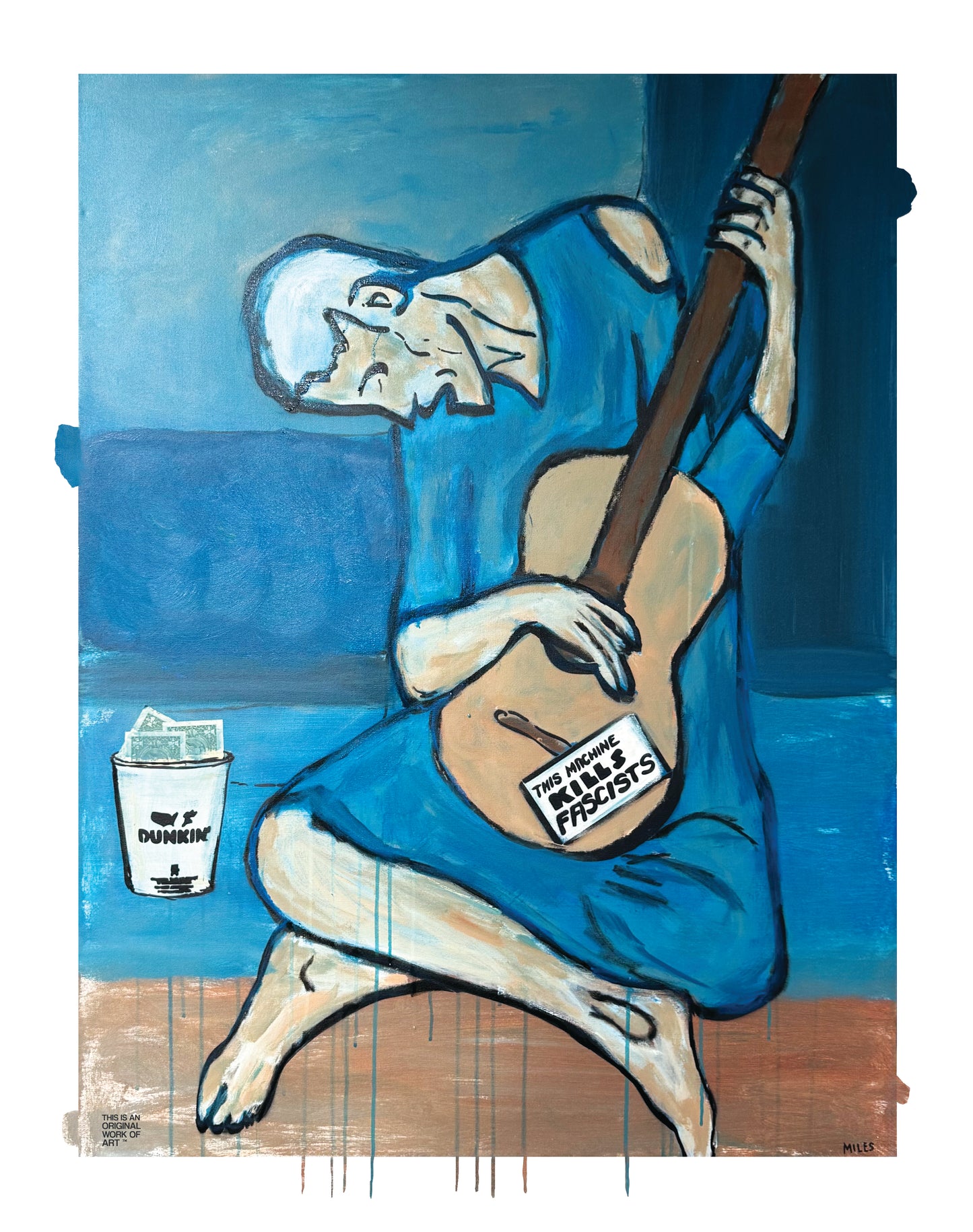 The sad guitarist. This machine kills fascism. signed + limited edition print. 11x14