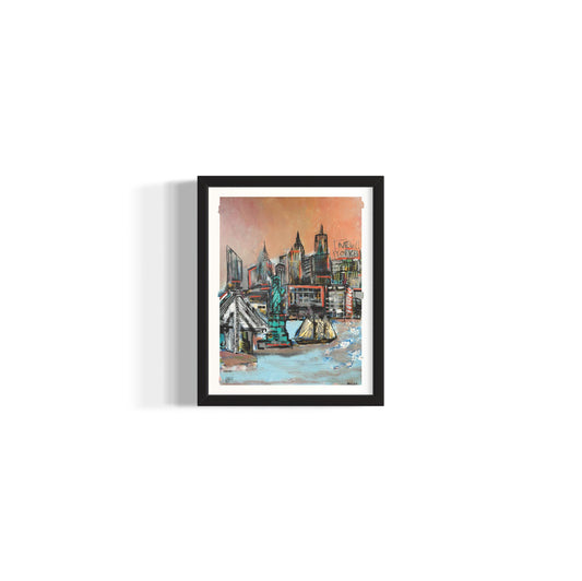 New York City Skyline. signed + limited edition print. 11x14